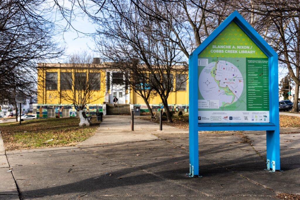 Map in front of the Cobbs Creek Library