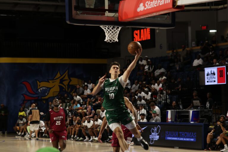 a player throws up a lay-up