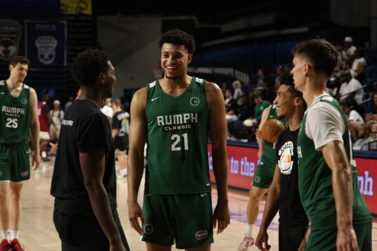 players talking and smiling