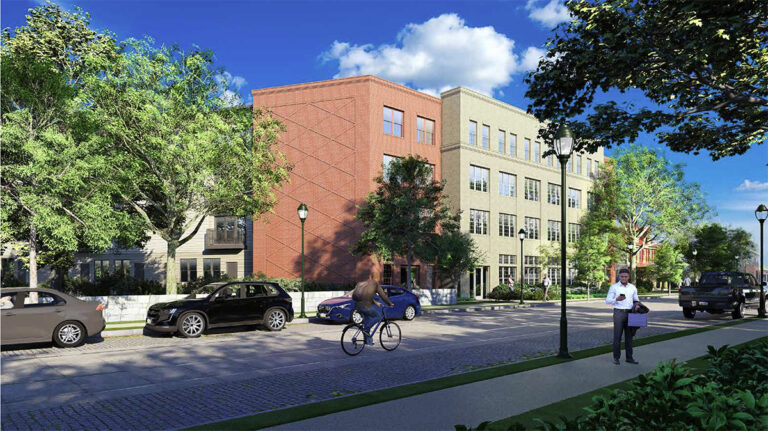 A rendering of a proposed 81-unit workforce housing development for East Mount Airy