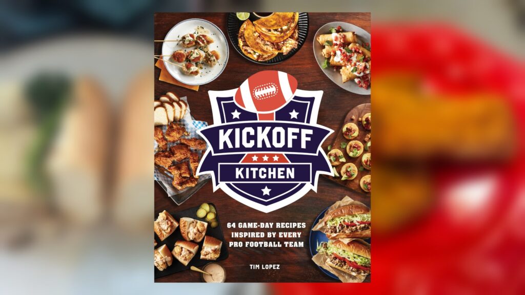 The cover of the cookbook, 'Kickoff Kitchen'