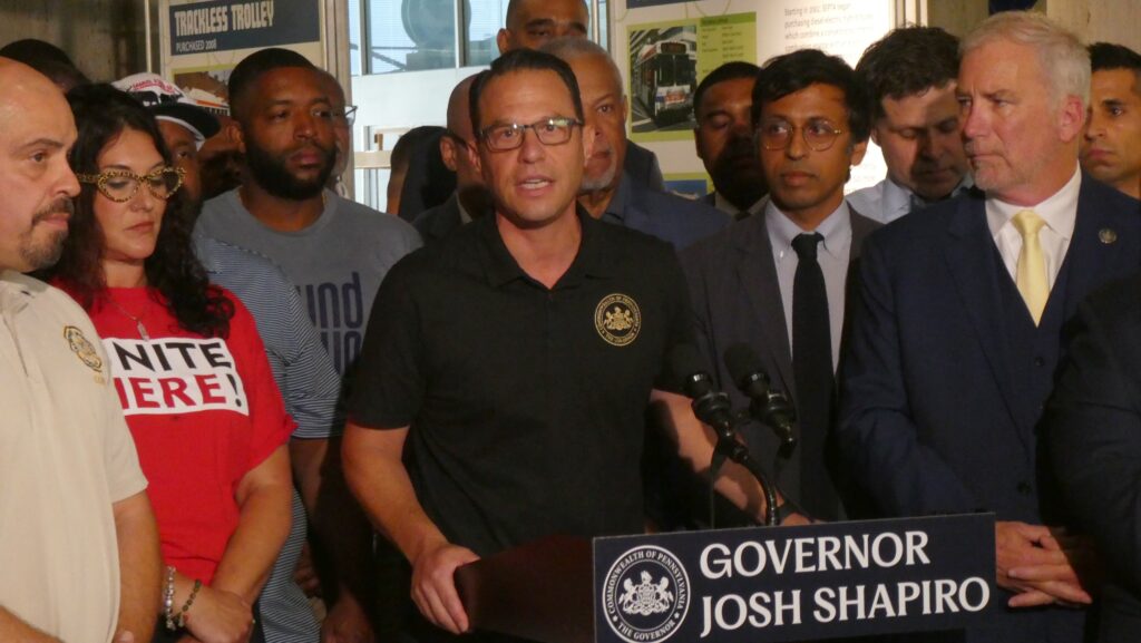 josh-shapiro-septa-2025-08-10 Josh Shapiro speaks at SEPTA headquarters