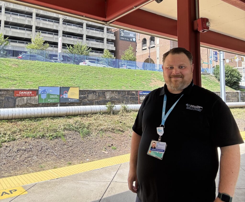 Kyle Rice, waiting for the train home from Philadelphia