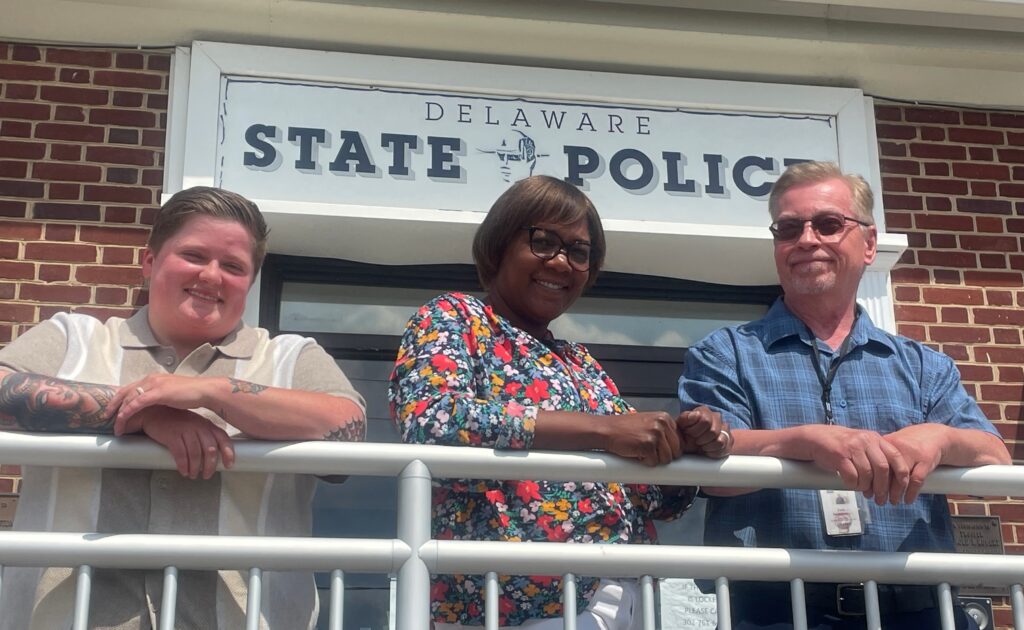 medical-response-delaware-police-2025-team-2 The Mental Health Response team posing for photo outside the Delaware State Police office