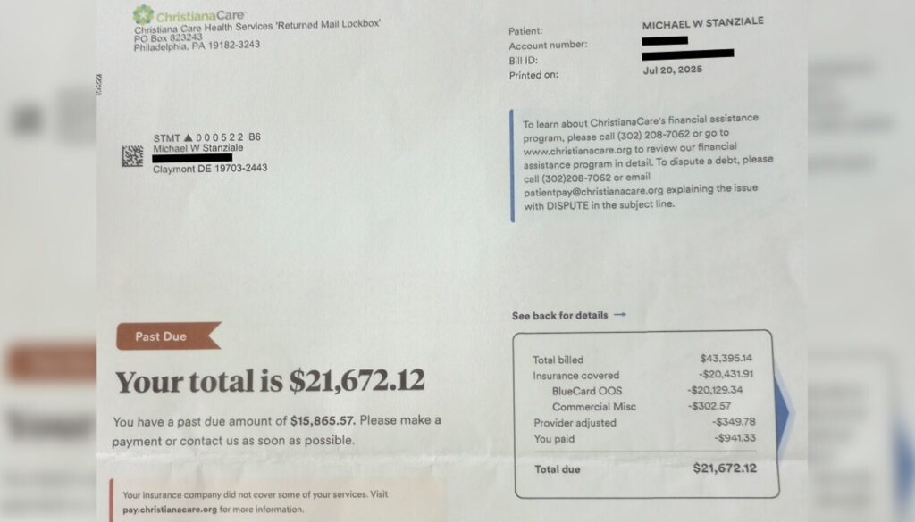 mick-stanziale-medical-bill-CB-081325 Medical bill of Mick Stanziale