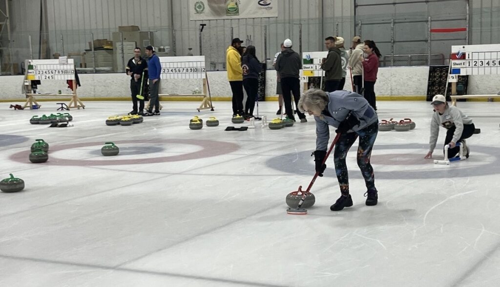 Curling players at practice