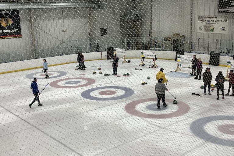 Curling players at practice