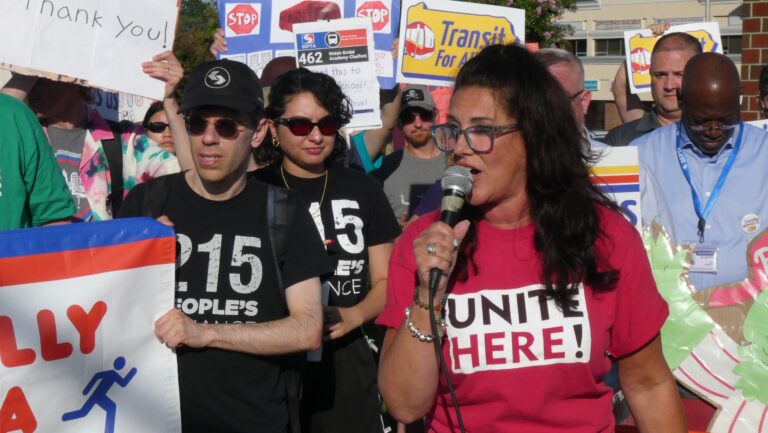 Autumn Fingerhood speaks at the SEPTA rally