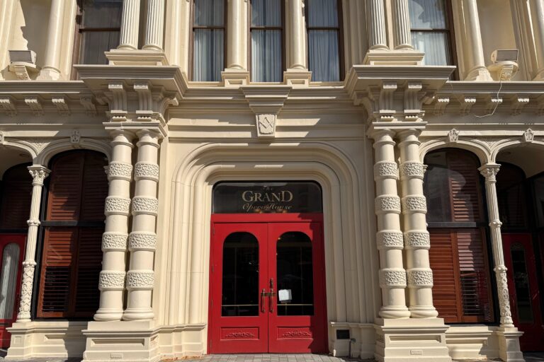 the entrance to Wilmington's Grand Opera House