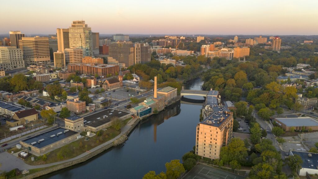 The Delaware River Flows Smoothly By Wilmington at Dawn File: Downtown Wilmington, Delaware is seen in an aerial photo