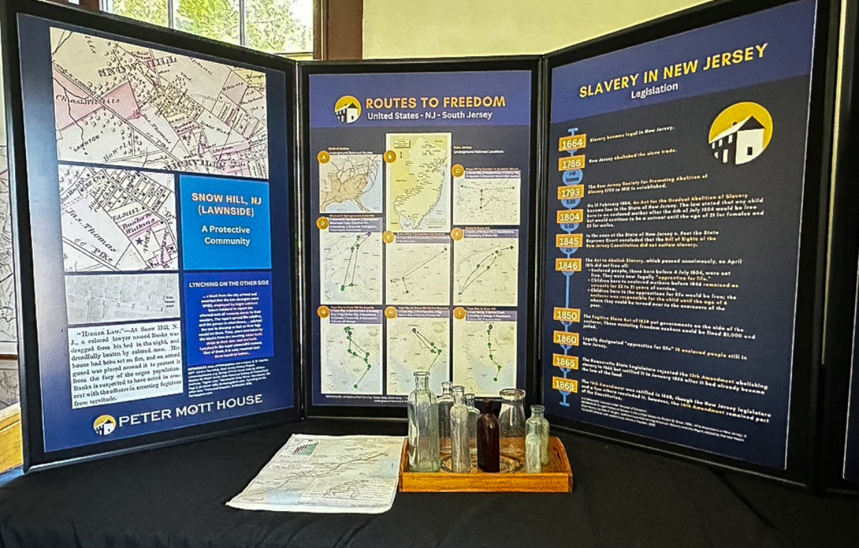 a display about slavery in New Jersey and routes to freedom