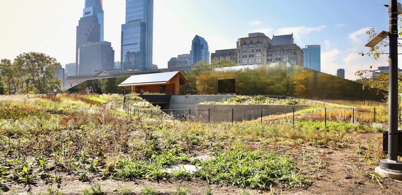 a view of Philadelphia from outside Calder Gardens