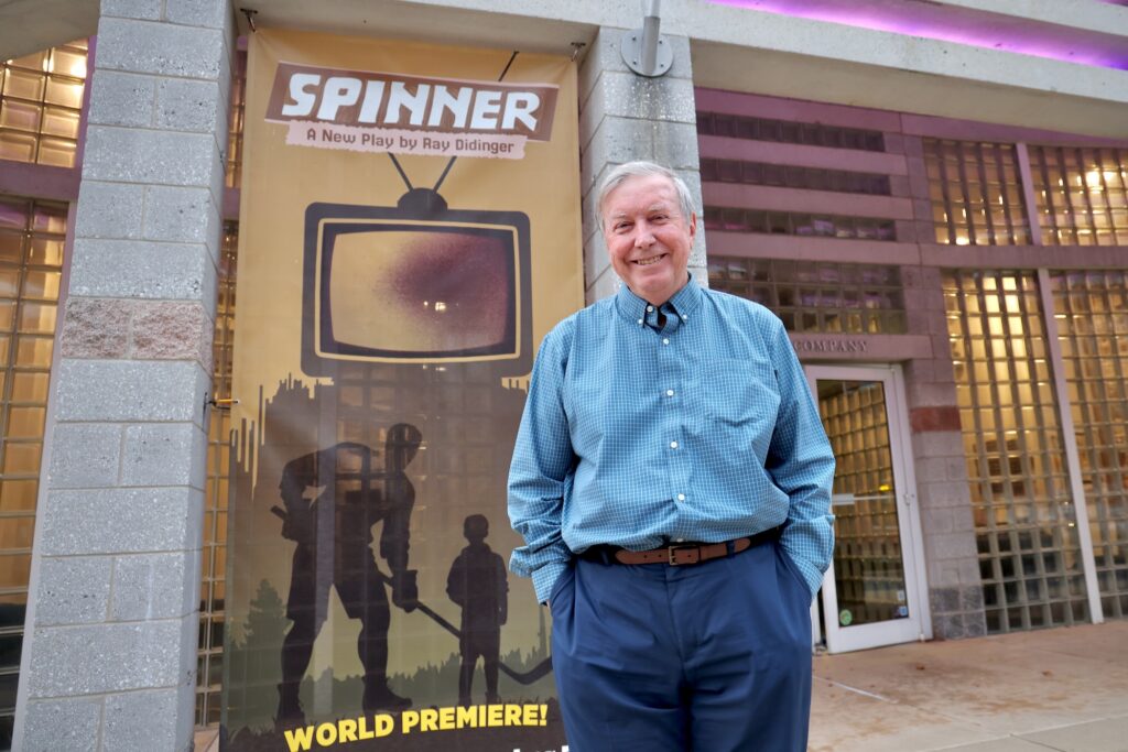2025 09 16-e lee-ray didinger-wilmington delaware theatre company-spinner Ray Didinger posing for a photo in front of the theater