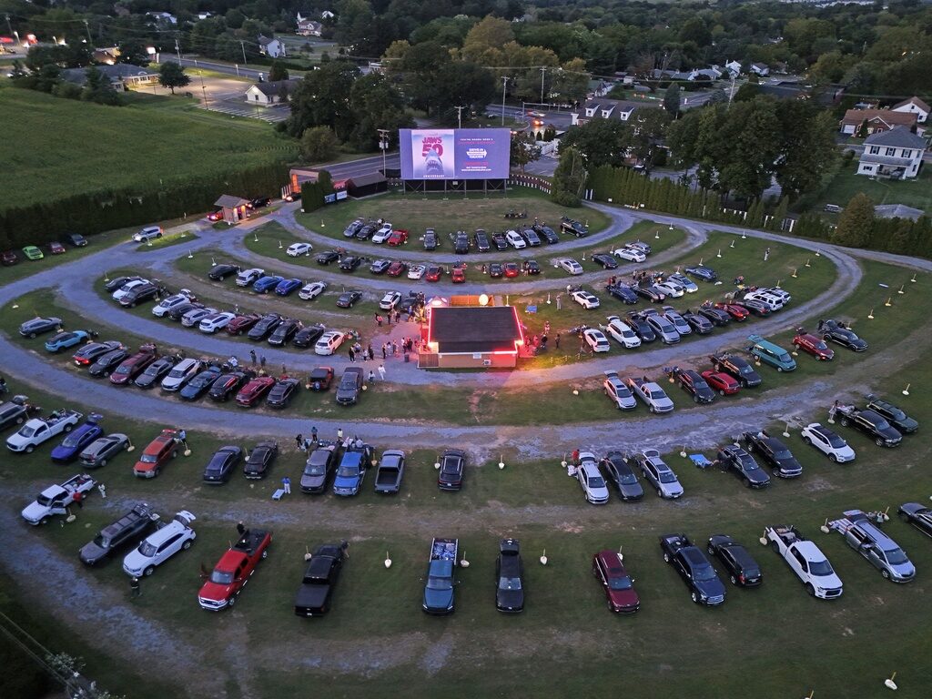 Oldest Drive-In Theater Rows of cars parked at a drive-in theater in Pennsylvania