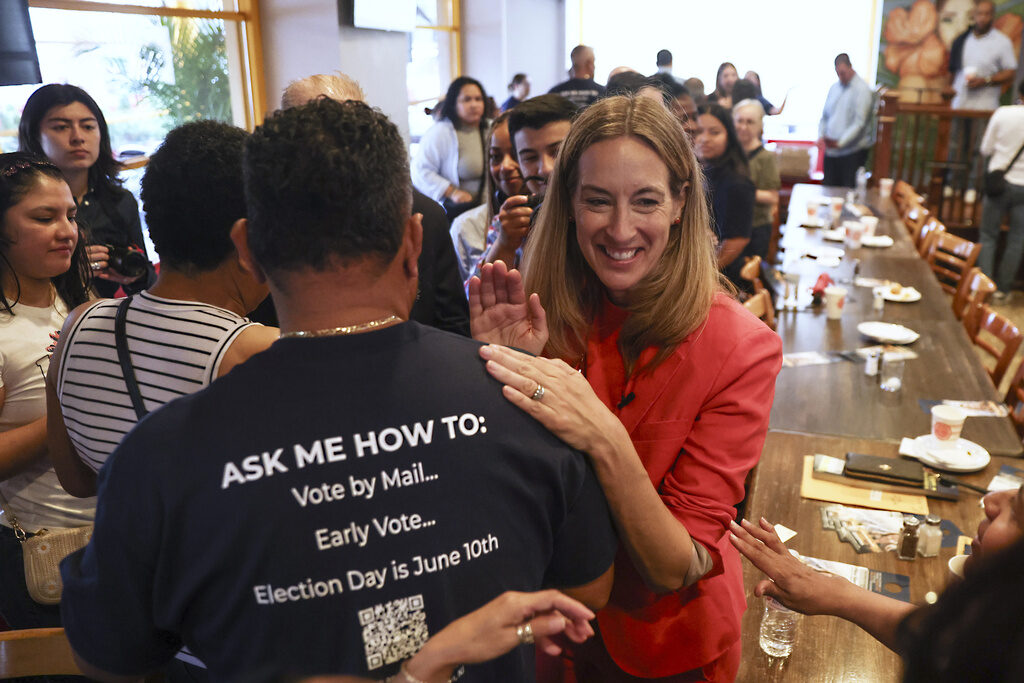 Rep. Mikie Sherrill, D-N.J., greets people
