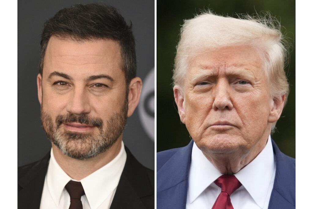 Trump-Jimmy Kimmel TV host Jimmy Kimmel on the left and President Donald Trump on the right. (AP Photo)
