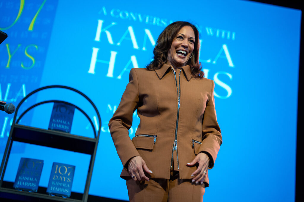 APTOPIX Harris Book Tour Former Vice President Kamala Harris exits the stage after the first stop of her book tour