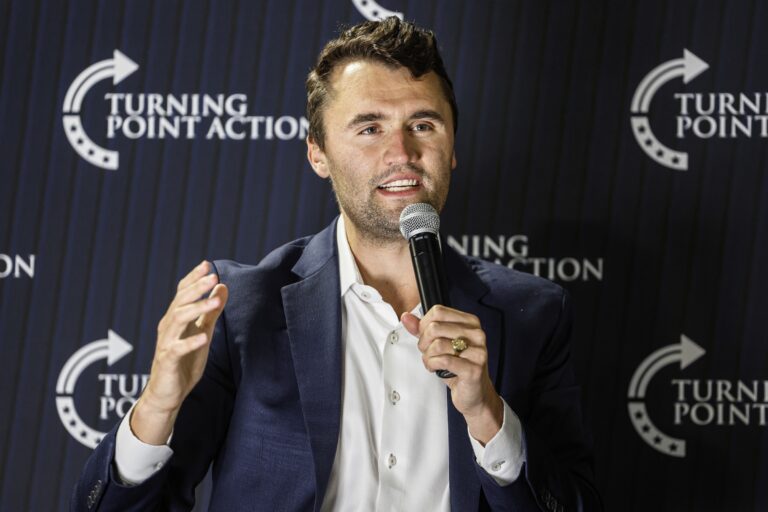 FILE - Charlie Kirk speaks during a town hall meeting (AP Photo/Jeffrey Phelps, File)