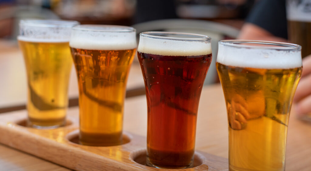 Four glasses of beer
