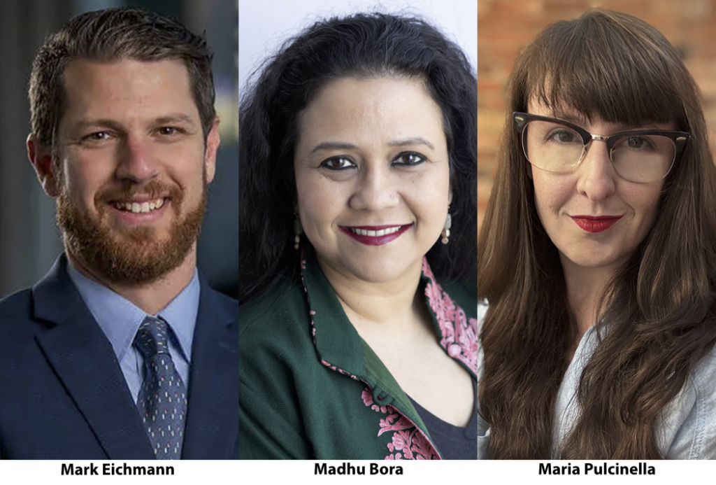 Mark Eichmann Madhu Bora Maria Pulcinella Editors Note 9-5-2025 Three side-by-side headshots of people
