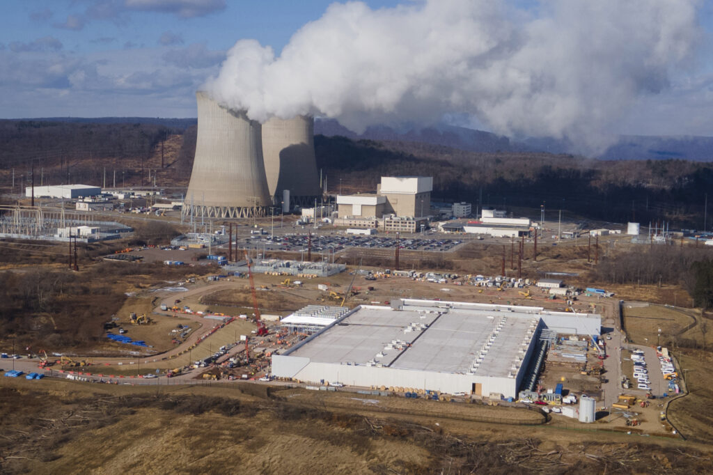 Climate Choices-AI Impact an aerial view of a data center owned by Amazon Web Services