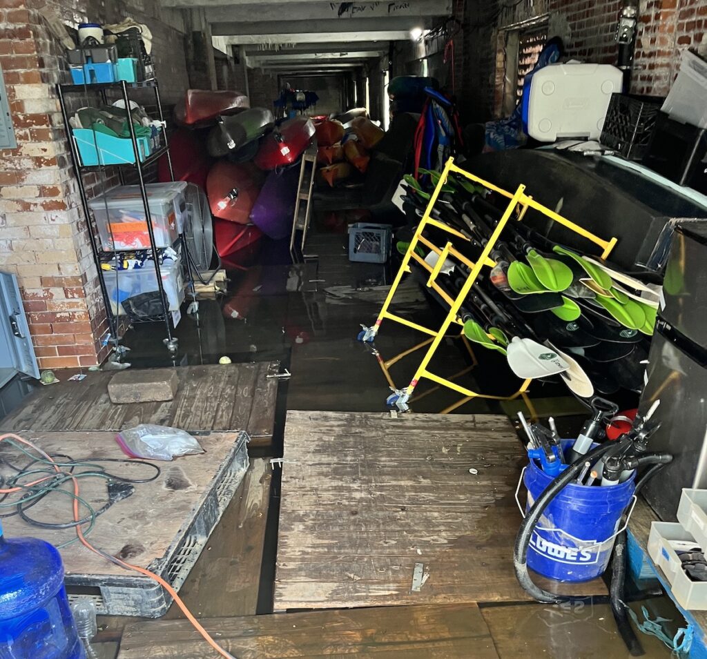 Interior after boathouse flooding