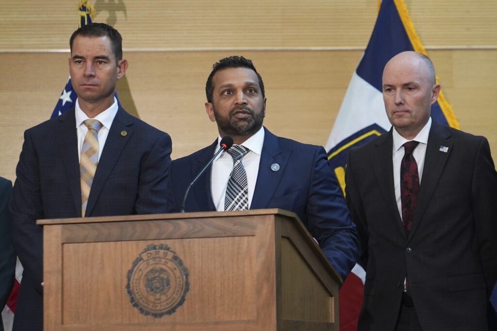 Charlie Kirk Shot Kash Patel speaks at a news conference