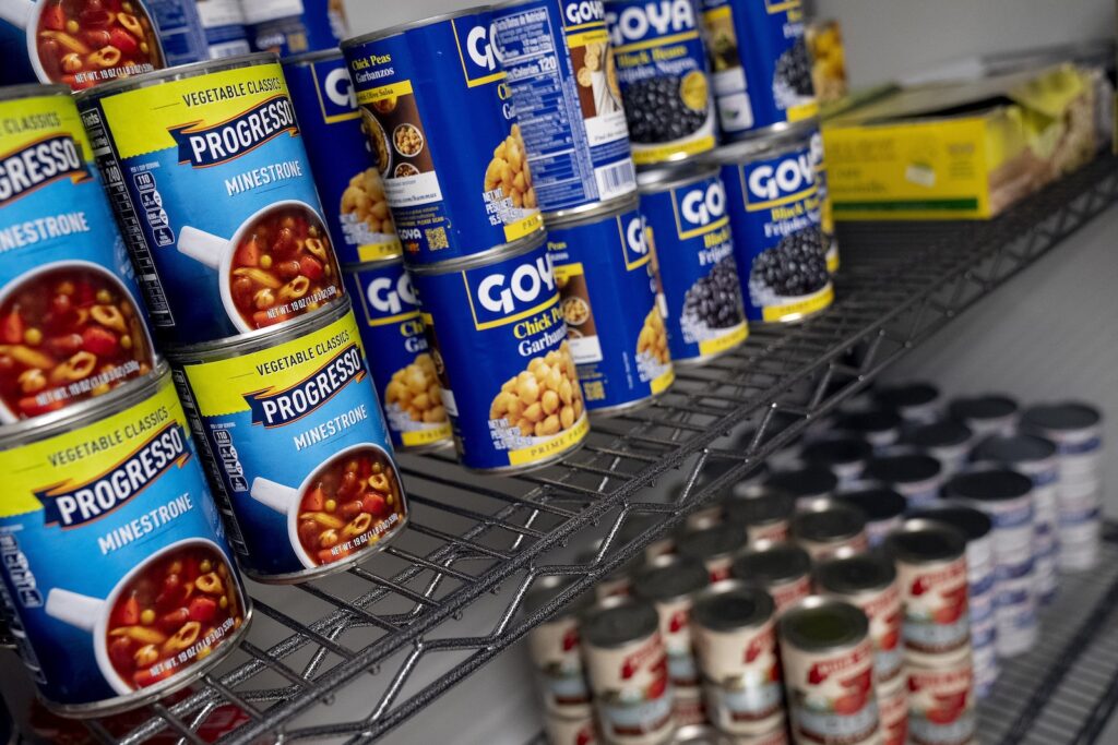 Hunger College Students A campus food pantry offers an assortment of food and household supplies.
