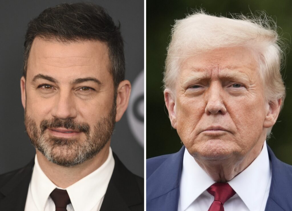 Trump-Jimmy Kimmel Side by side photos of Jimmy Kimmel and Donald Trump