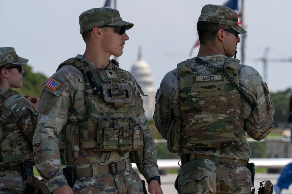 National Guard members patroling
