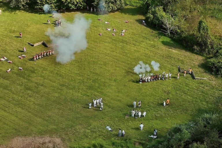 Revolutionary War reenactors recreate the Battle of Brandywine