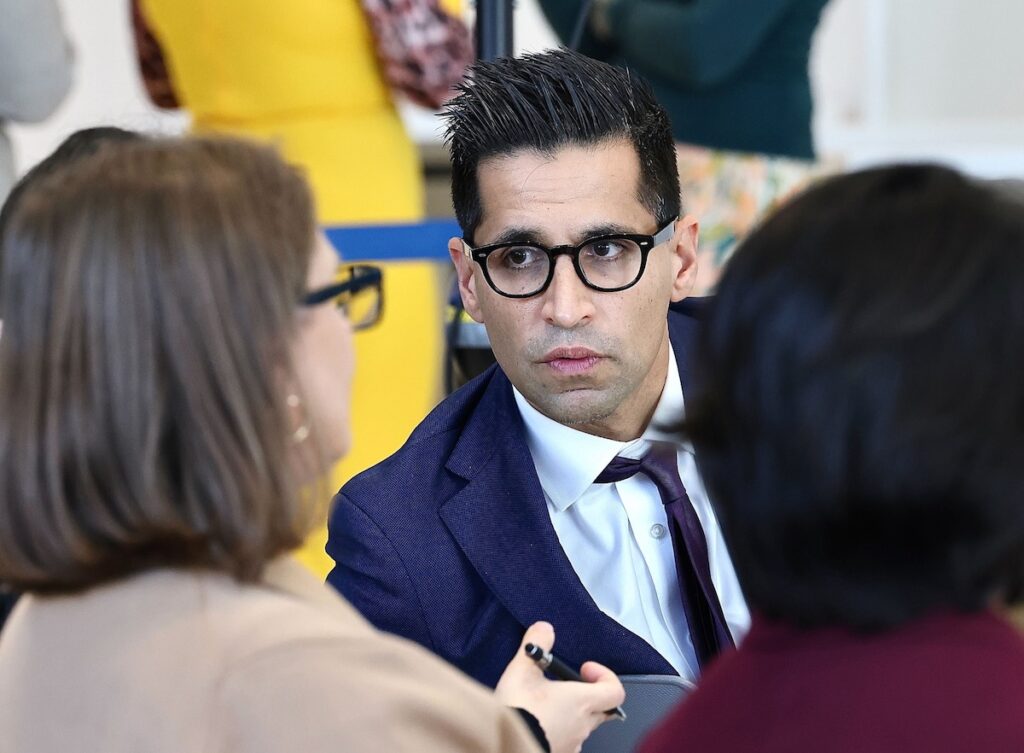 2025 10 01-e lee-tarik khan-philadelphia childrens hospital-executive order on vaccines Pa State Rep Tarik Khan at press conference at Children's Hospital of Philadelphia
