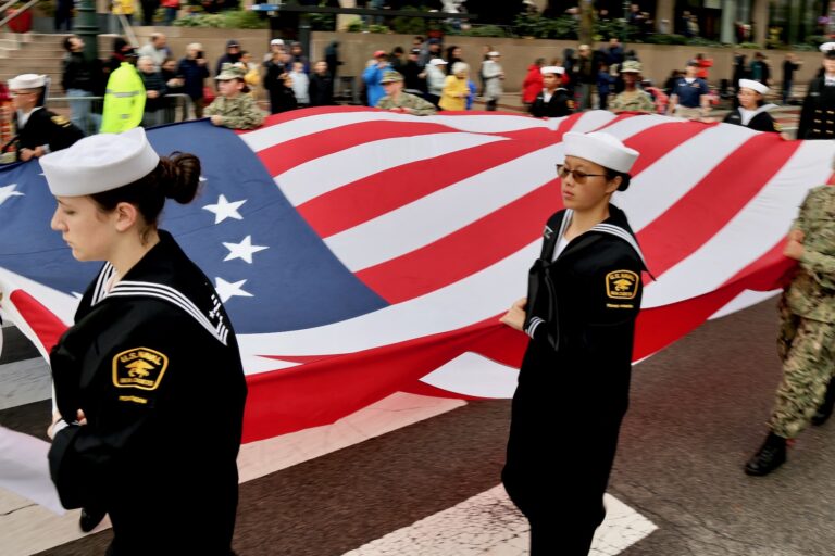 U.S. Naval Sea Cadets carry a 13-star flag