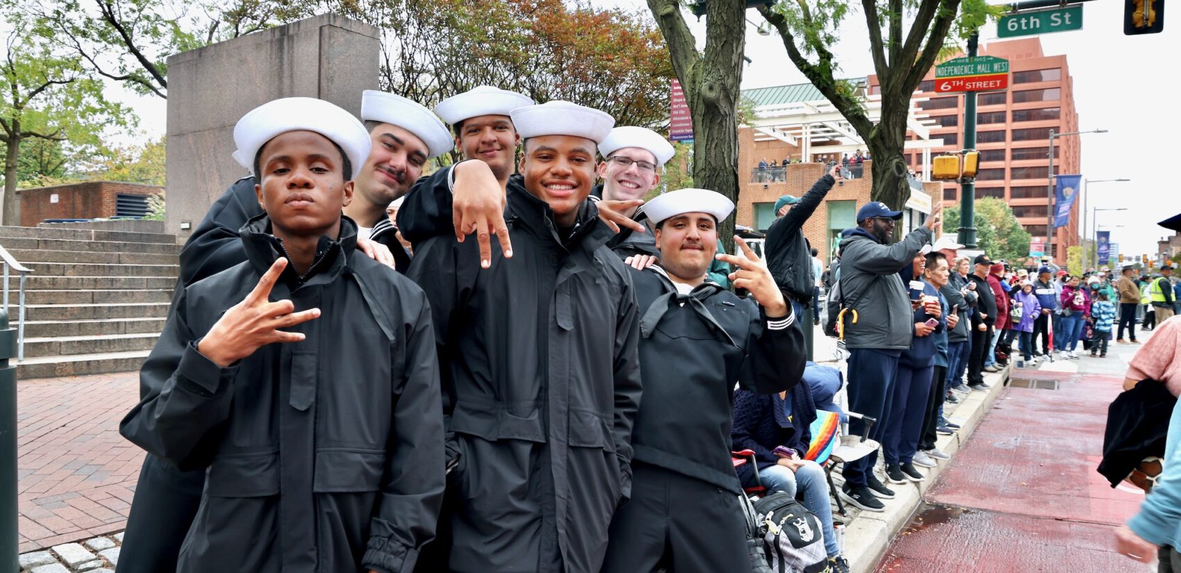 Crew members of the USS Lassen pose for a picture