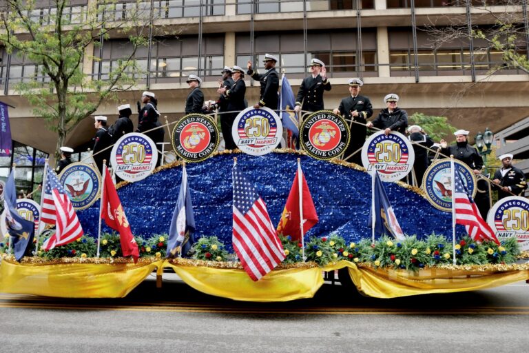 The United States Navy and Marine Corps on a float