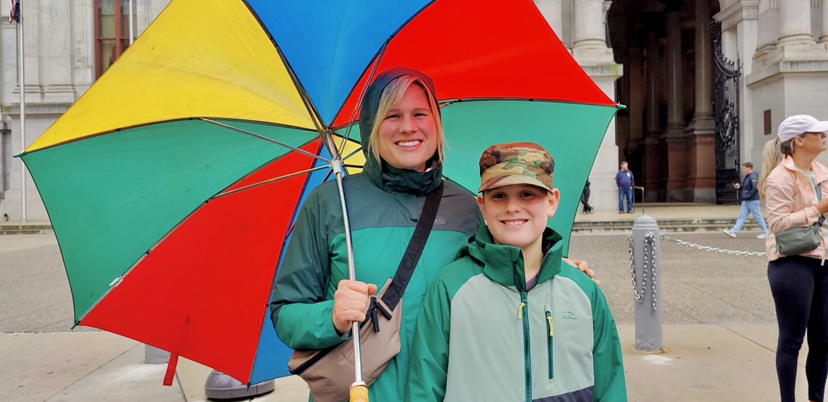 Meredith Blair and her son smile