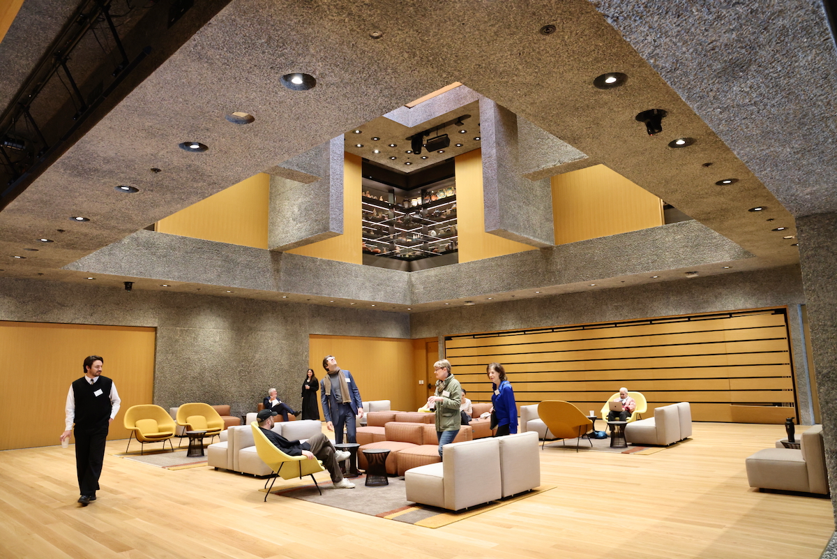 Visitors gather in the Grand Hall of Princeton University Art Museum