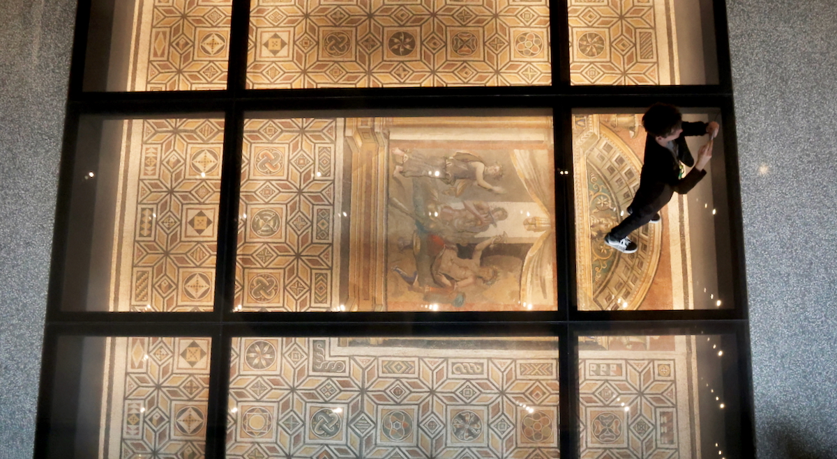 A visitor at the Princeton University Art Museum