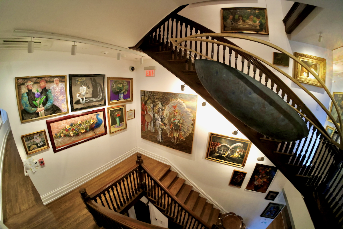A large staircase inside the building