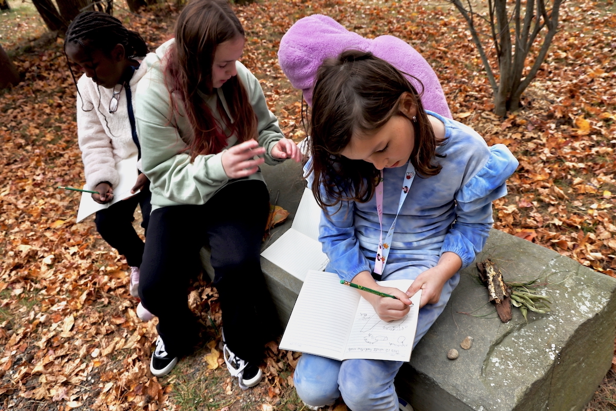 Students record nature findings in journals