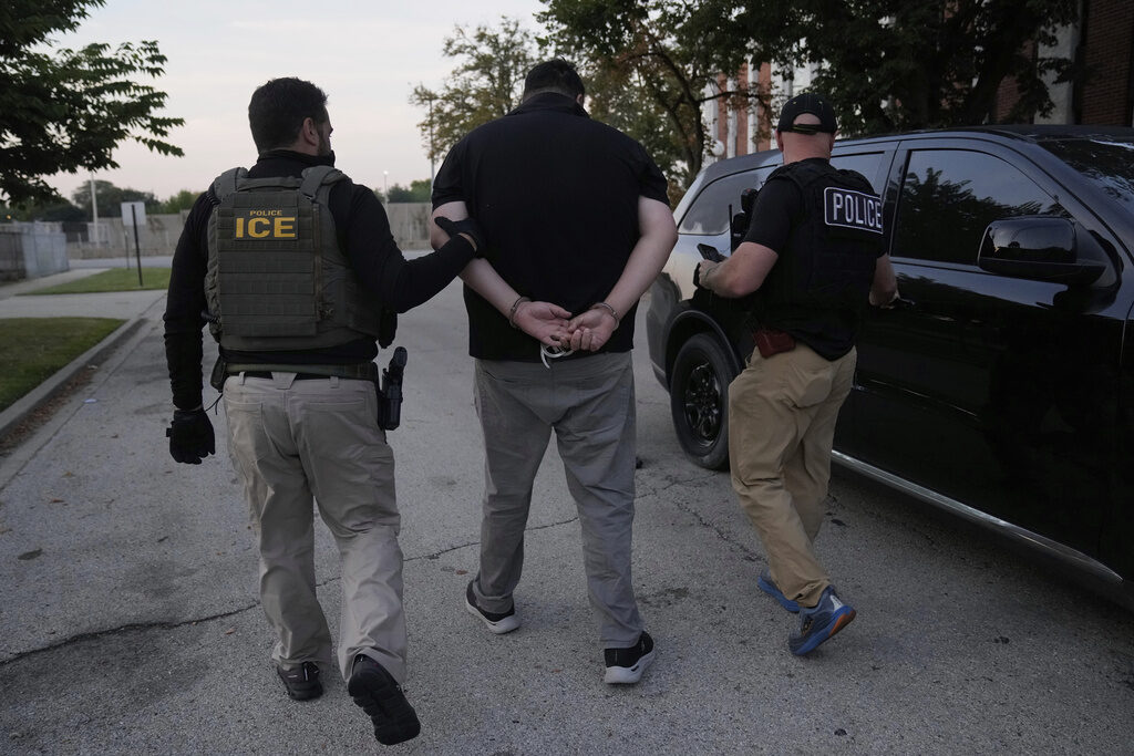 U.S. Immigration and Customs Enforcement agents make an arrest