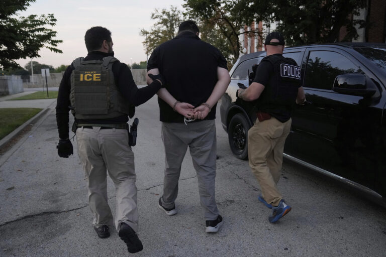 U.S. Immigration and Customs Enforcement agents make an arrest