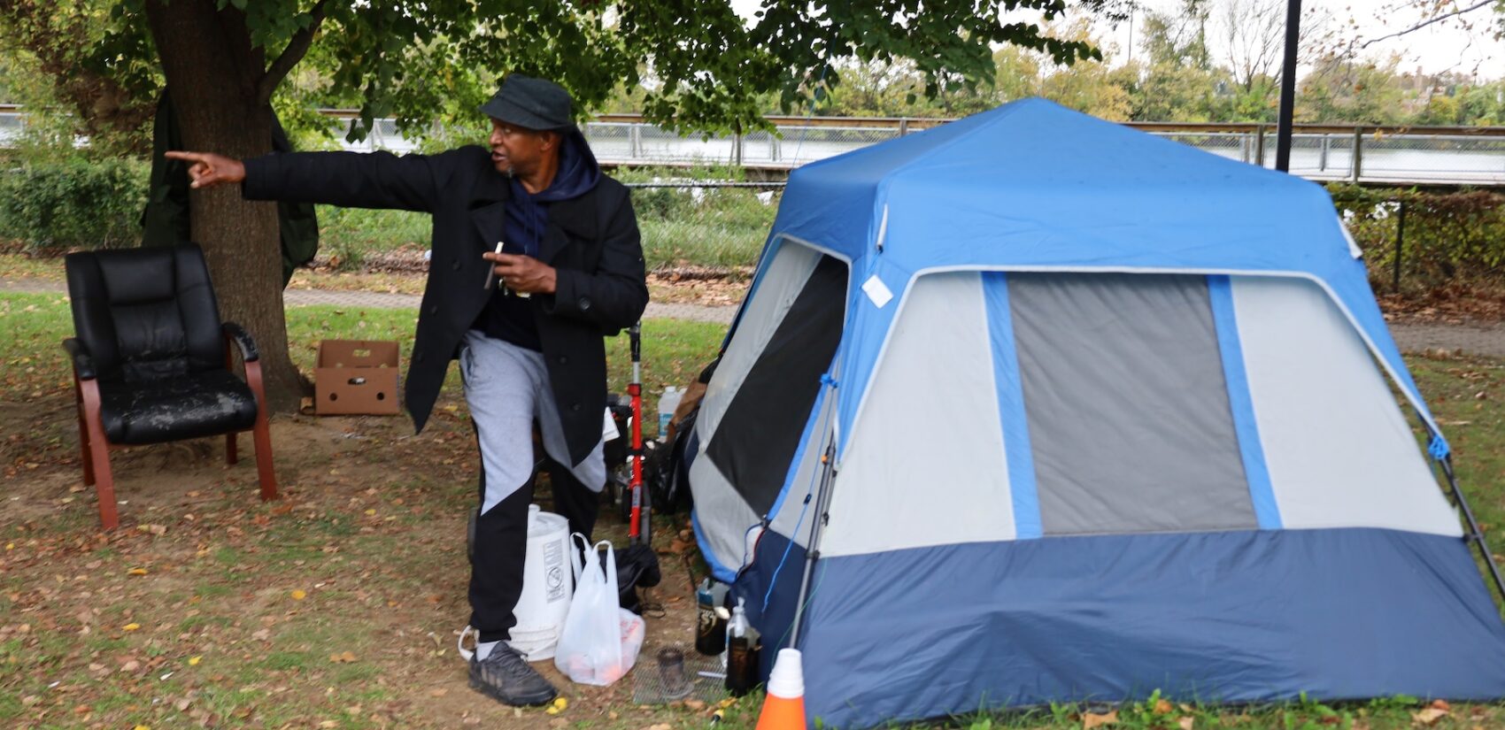 Alphonso Lancaster is living in a tent