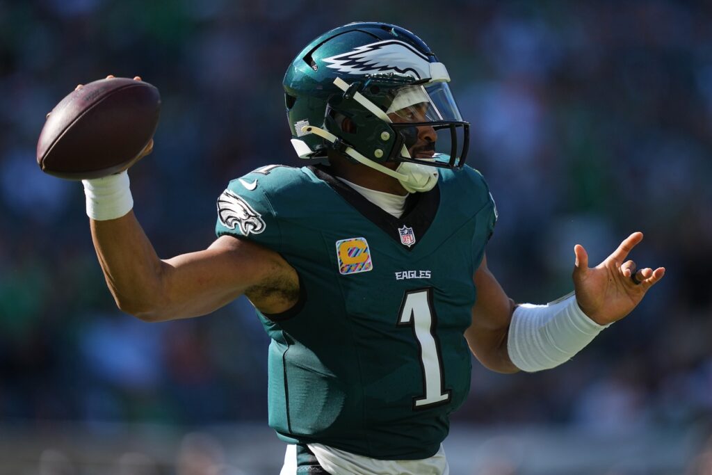 Broncos Eagles Football Philadelphia Eagles quarterback Jalen Hurts