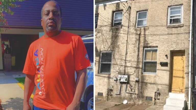 William Murphy, who is blind, beside the Delaware home from which he was wrongfully