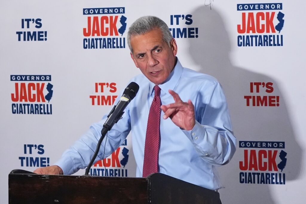 Republican candidate for governor Jack Ciattarelli speaks to supporters Thursday, Oct. 30, 2025, in Spring Lake Heights, N.J.(