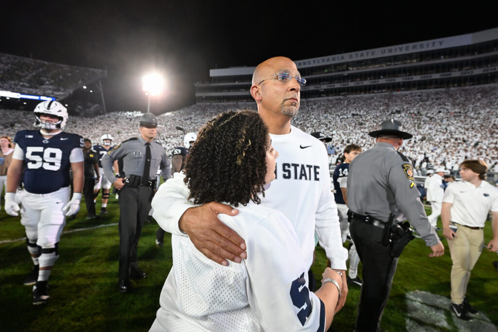 Oregon Penn St Football James Franklin looks on