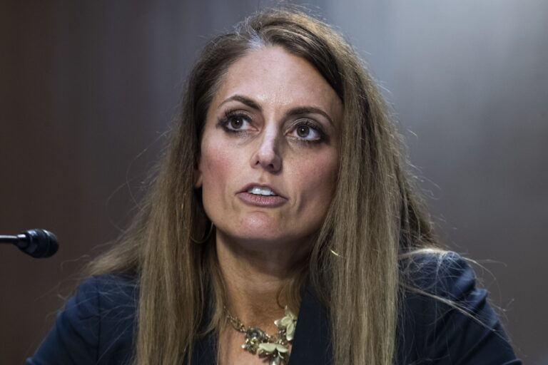 Jennifer Mascott testifies during a Senate Judiciary Committee hearing on Texas' abortion ban, in Washington, D.C., on September 29, 2021.