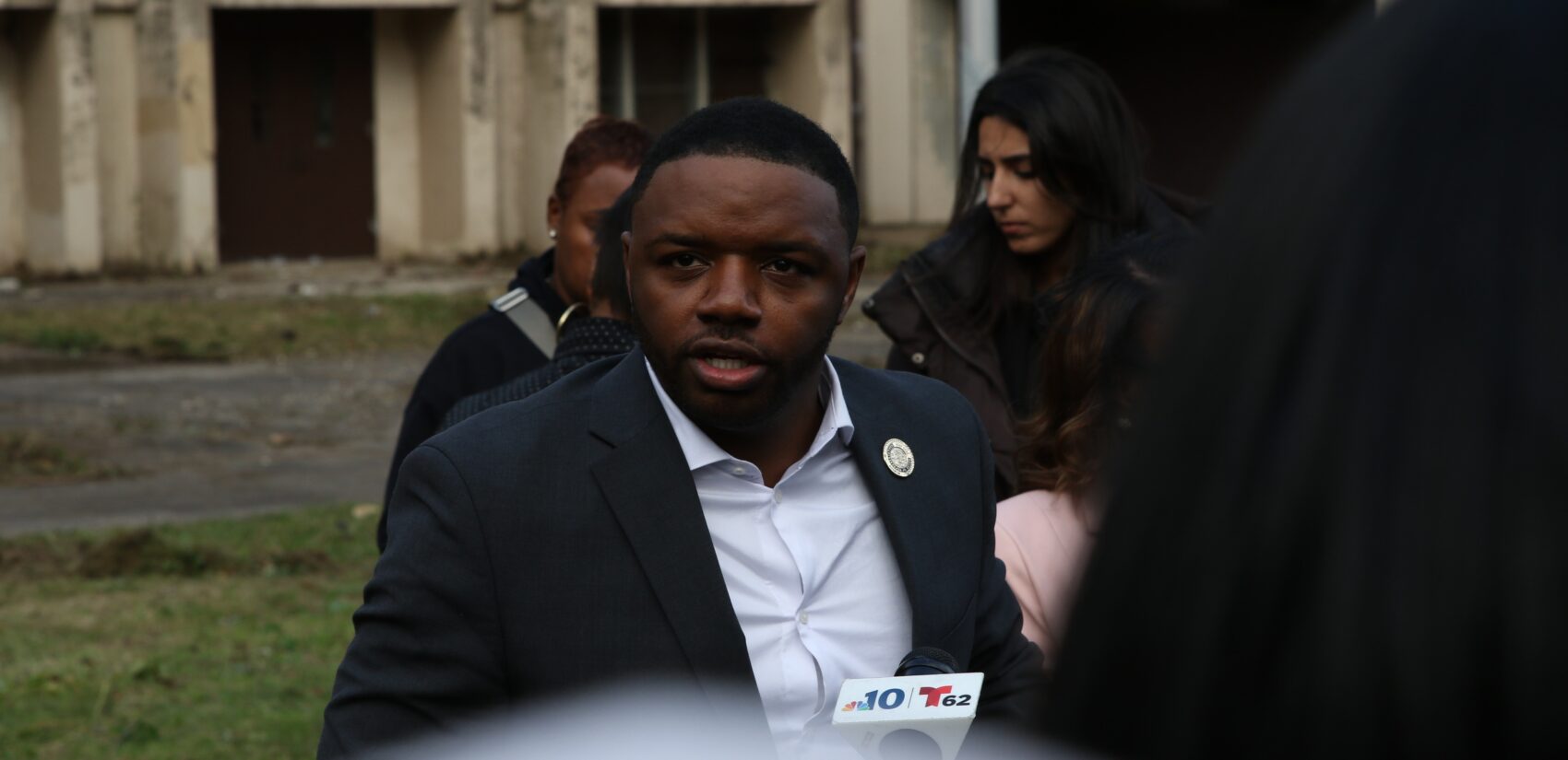 Andre Carroll speaks at the Kada Scott vigil