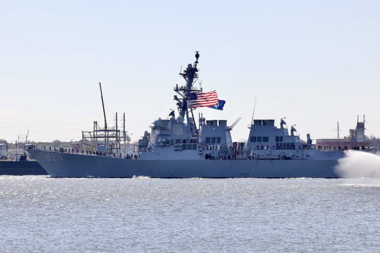A Navy ship in the Delaware River